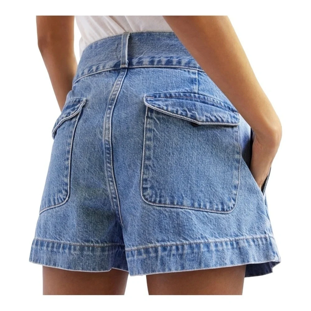 EDWIN Isla Ultra High-Rise Pleated Denim Shorts NWT